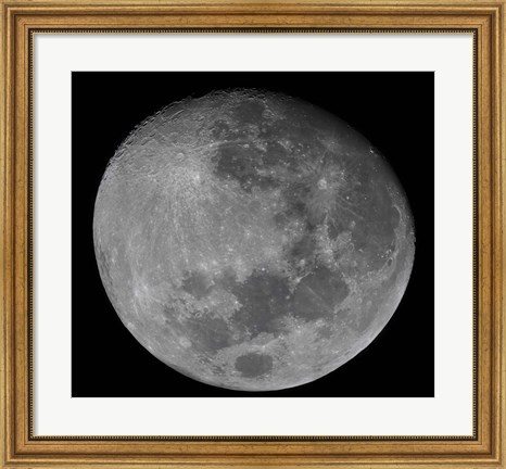 Framed waxing gibbous moon in a high resolution mosaic Print