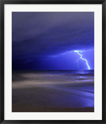 Framed bolt of lightning from an approaching storm in Miramar, Argentina Print