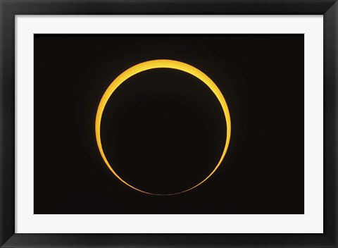 Framed Annular eclipse showing reverse Baily&#39;s beads effect Print