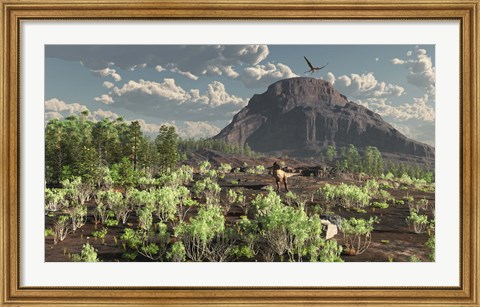 Framed lone Tyrannosaurus Rex scavenges for food Print