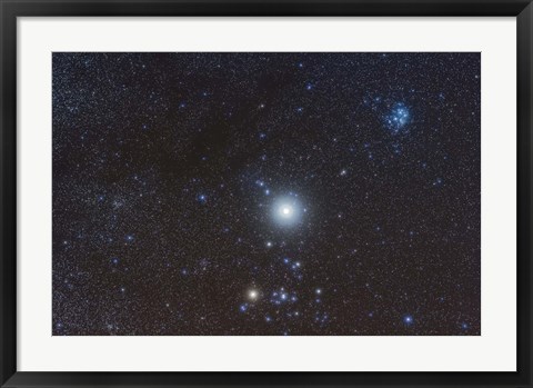 Framed Jupiter in the constellation Taurus with deep sky objects Print