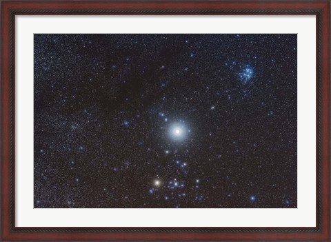 Framed Jupiter in the constellation Taurus with deep sky objects Print