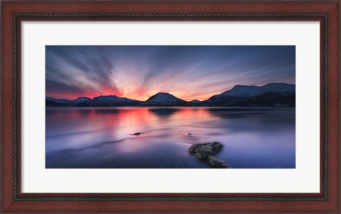 Framed Sunset over Tjeldsundet, Troms County, Norway Print
