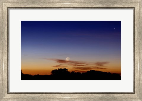 Framed Moon and Jupiter in conjunction with Jupiter&#39;s moons Print