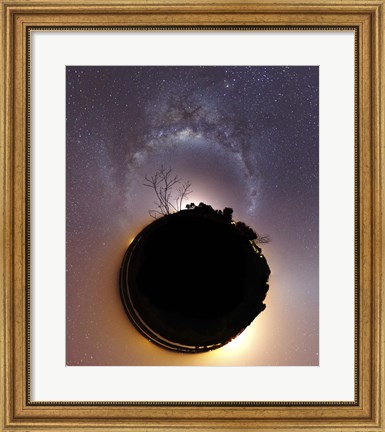 Framed Milky Way and zodiacal light presented as a mini planet Print