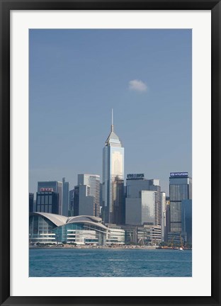 Framed City skyline view from Victoria Harbor, Hong Kong, China Print