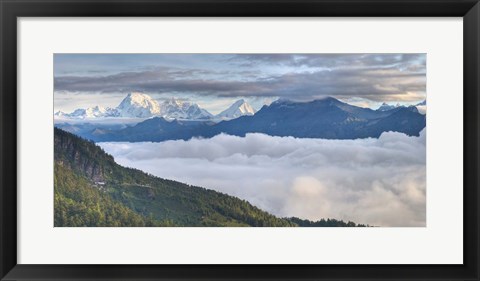 Framed Asia, Bhutan, Mt Jumolhari, Chelela Pass Print