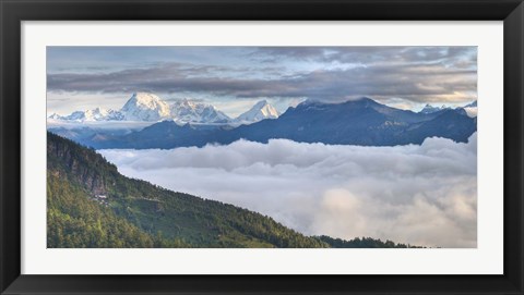 Framed Asia, Bhutan, Mt Jumolhari, Chelela Pass Print