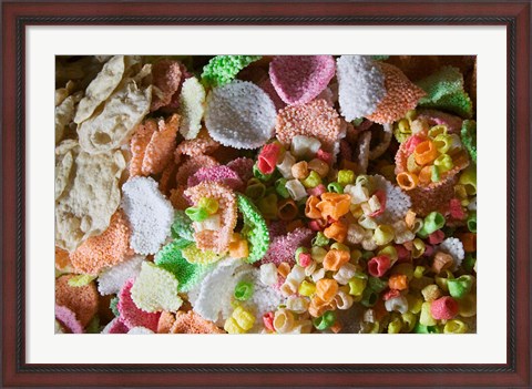 Framed Colorful Crispy Rice Crackers as Sacrificial Offerings, Bumthang, Bhutan Print