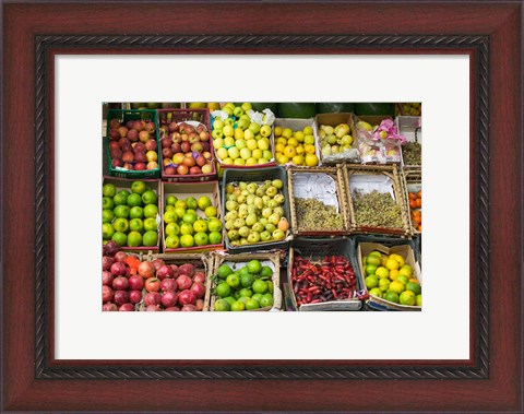 Framed Fruit for sale in the Market Place, Luxor, Egypt Print