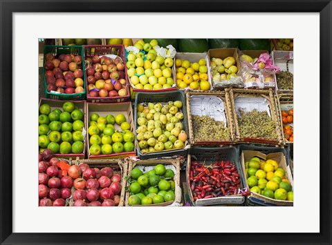Framed Fruit for sale in the Market Place, Luxor, Egypt Print