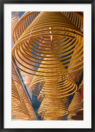 Framed Hanging coils of burning incense, Man Mo Temple, Tai Po, New Territories, Hong Kong, China Print