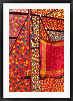 Framed Colorful Shop Wall, Dades Gorge, Dades Valley, Morocco Print