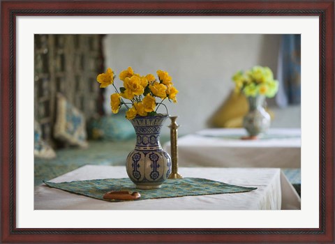 Framed Flowers and Room Detail in Dessert House, Morocco Print