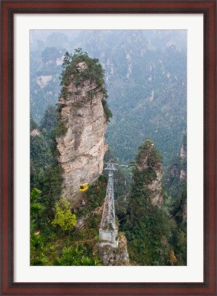 Framed Cable Car To Yellow Stone Stronghold Village, Zhangjiajie National Forest Park, Hunnan, China Print