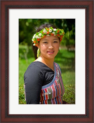 Framed China, Yunnan, Young Dulong Portrait with Ethnic Costume Print