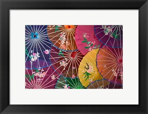 Framed Colorful Silk Umbrellas, China Print