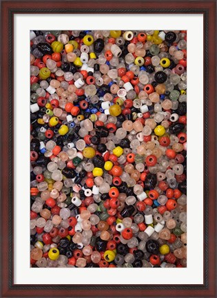 Framed Glass beads, Khan el Khalili Bazaar, Market, Cairo, Egypt Print