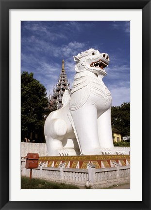 Framed Guardian Lions, Mandalay Hill, Mandalay, Myanmar Print