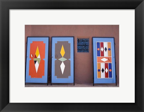 Framed Colorful Doors Made by Local Metalworkers, Morocco Print