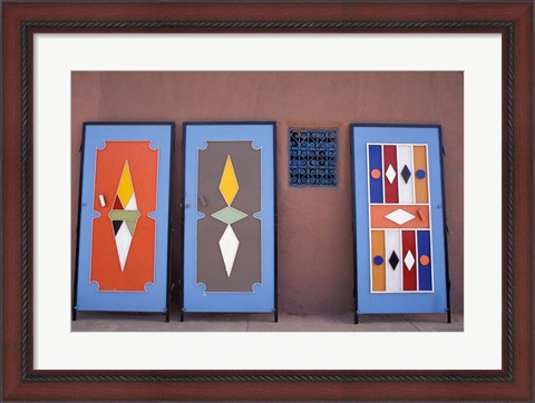Framed Colorful Doors Made by Local Metalworkers, Morocco Print