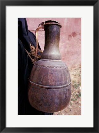 Framed Copper Water Jug is Carried from Well to Homes, Morocco Print