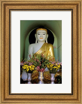 Framed Buddha with Flowers Print