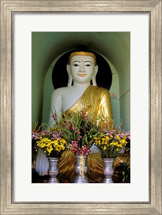 Framed Buddha with Flowers Print