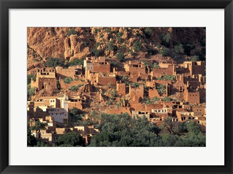 Framed Fortified Homes of Mud and Straw (Kasbahs) and Mosque, Morocco Print