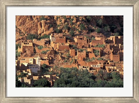 Framed Fortified Homes of Mud and Straw (Kasbahs) and Mosque, Morocco Print