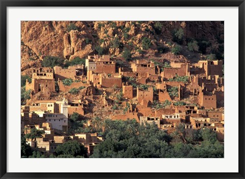 Framed Fortified Homes of Mud and Straw (Kasbahs) and Mosque, Morocco Print