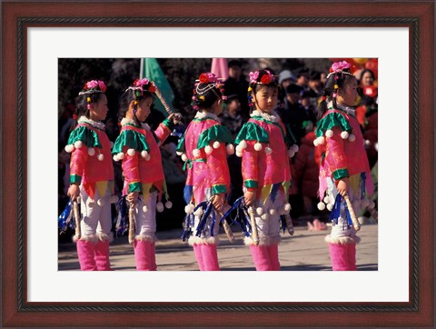 Framed Children&#39;s Performance Celebrating Chinese New Year, Beijing, China Print