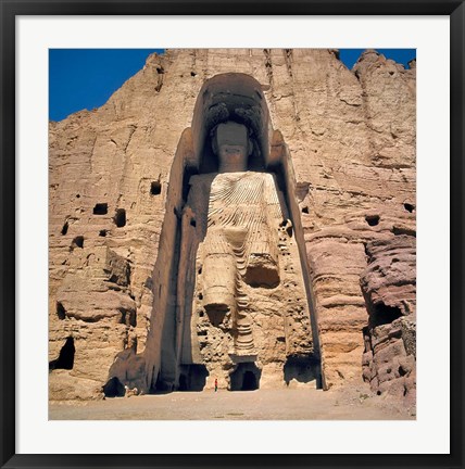 Framed Afghanistan, Bamian Valley, Great Buddha base Print