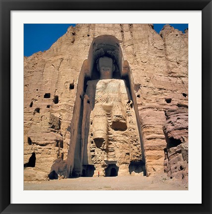 Framed Afghanistan, Bamian Valley, Great Buddha base Print