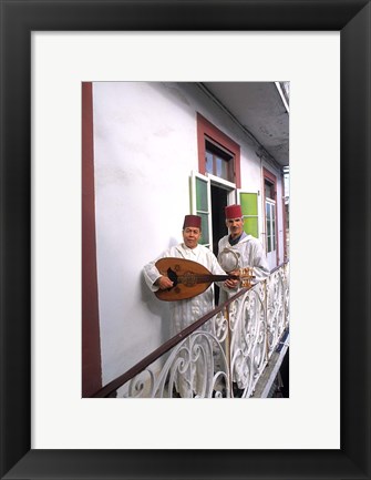 Framed Band with Ladud Guitar on Balcony, Tangier, Morocco Print