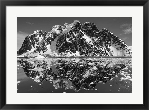 Framed Antarctica, Mountain peaks reflected in the Lemaire Channel. Print