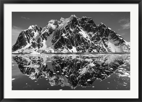 Framed Antarctica, Mountain peaks reflected in the Lemaire Channel. Print