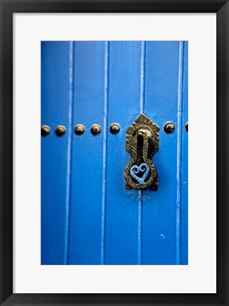 Framed Blue Door of Kasbah of Oudaya, UNESCO World Heritage Site, Rabat, Morocco, Africa Print