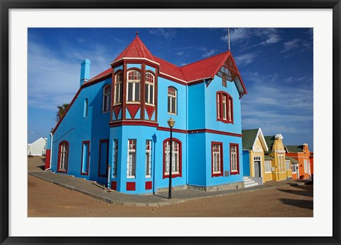 Framed Colorful German colonial architecture, Luderitz, Namibia Print