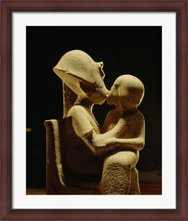 Framed Akhenaten with child, Egyptian Museum, Amarna, Cairo, Egypt Print