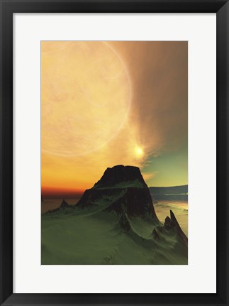 Framed Cosmic landscape on another world Print