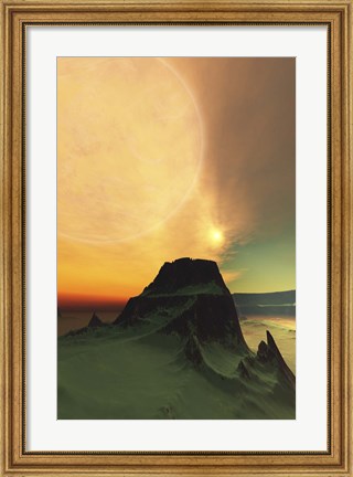 Framed Cosmic landscape on another world Print