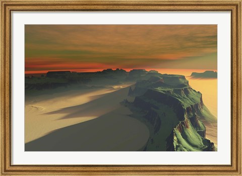 Framed sun sets on this desert landscape Print