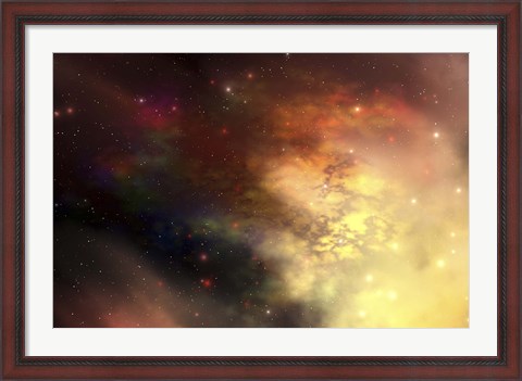 Framed beautiful nebula out in the cosmos with many stars and clouds Print