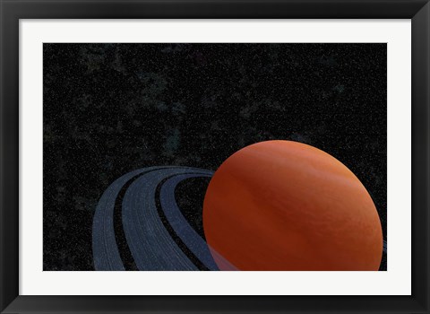 Framed beautiful planet with rings Print