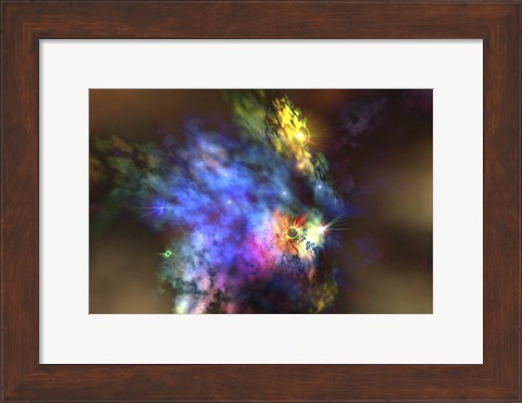 Framed colorful nebula in the universe Print