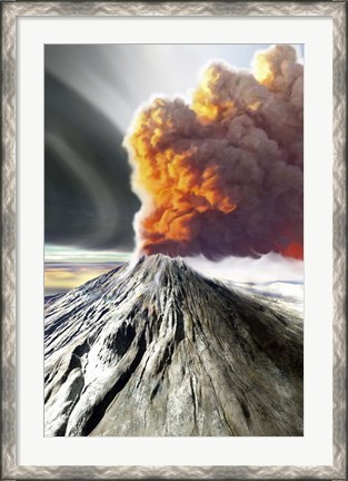 Framed volcano comes to life with billowing smoke Print