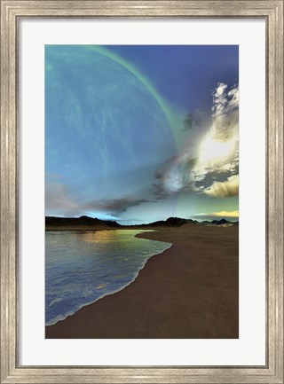 Framed Beautiful skies shine down on this cosmic seascape Print