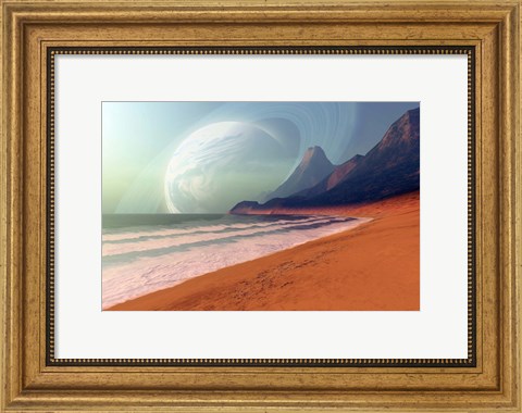 Framed Cosmic Seascape on an Alien Planet Print