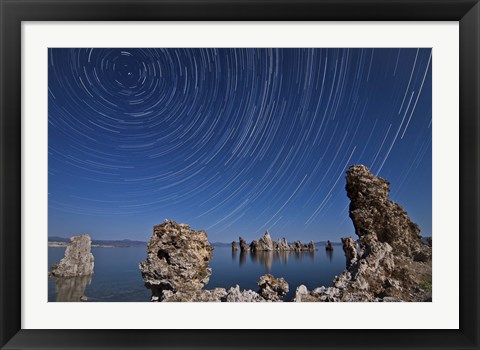 Framed Moonlight illuminates the tufa formations at Mono Lake, California Print